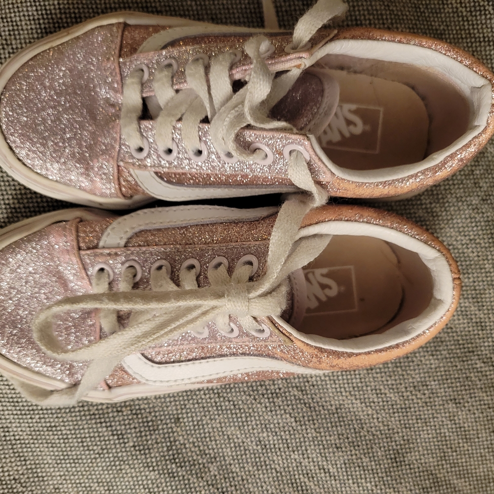 Vans Kids Sparkly Sneakers - Pink Glitter and White